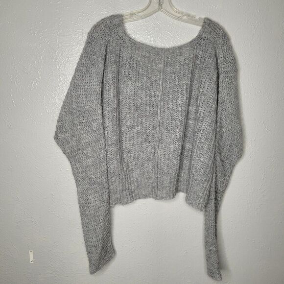 Free People Grey Womens Moonbeam Alpaca Sweater Size XS oversized cropped - Picture 5 of 8